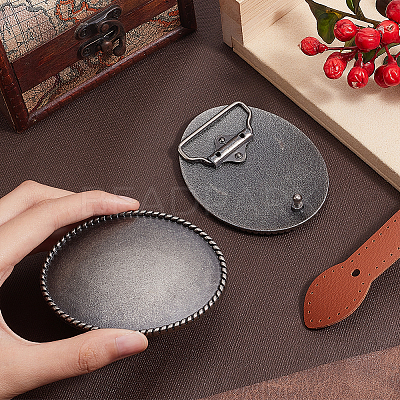 Alloy Oval Belt Buckles BUTT-WH0024-006-1