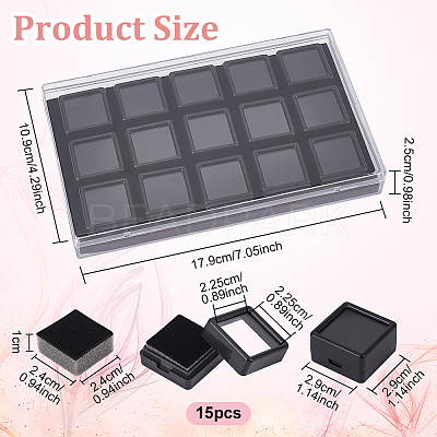 15Pcs Mini Square Acrylic Glass Window Boxes Sets CON-WH0088-43A-1