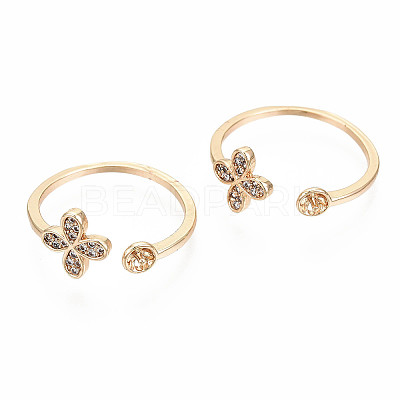 Brass Micro Pave Clear Cubic Zirconia Peg Bails Cuff Finger Ring Settings X-KK-S360-014-NF-1