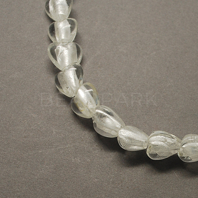 Handmade Silver Foil Glass Beads FOIL-R050-12x8mm-17-1