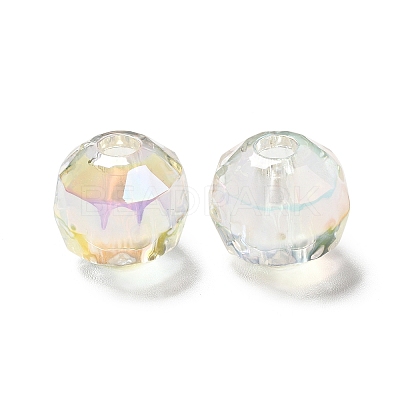 UV Plating Rainbow Iridescent Transparent Acrylic Beads OACR-A014-A01-1