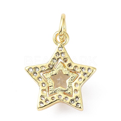Brass Cubic Zirconia Charms X-ZIRC-C022-07G-1