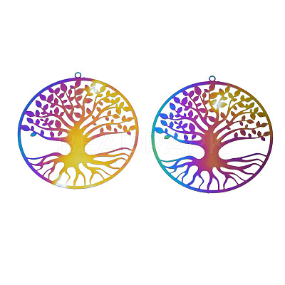 Ion Plating(IP) 201 Stainless Steel Filigree Pendants STAS-S118-073-1