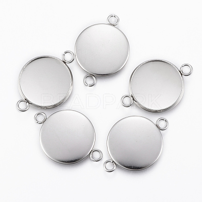 Tarnish Resistant 304 Stainless Steel Cabochon Connector Settings STAS-E146-19P-16mm-1