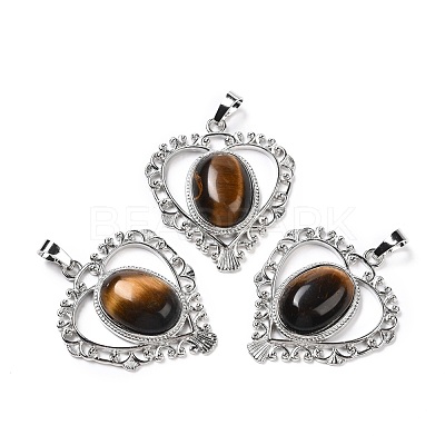 Natural Tiger Eye Pendants G-I322-04P-10-1