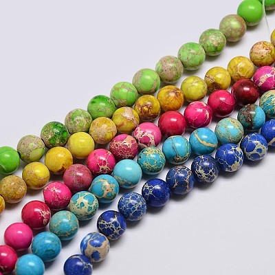 Natural Imperial Jasper Beads Strands G-I122-6mm-M-1