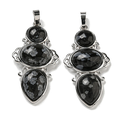 Natural Snowflake Obsidian Pendants G-Q158-04C-1