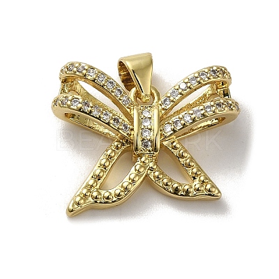 Rack Plating Brass Micro Pave Clear Cubic Zirconia Pendants KK-R158-06G-1