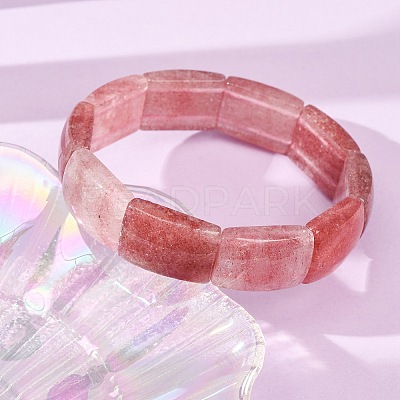 Rectangle Natural Strawberry Quartz Beaded Stretch Bracelets for Women Men GG-CBA9ACE-C10-1