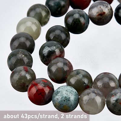 2 Strands Natural African Bloodstone Beads Strands G-OC0002-42-1