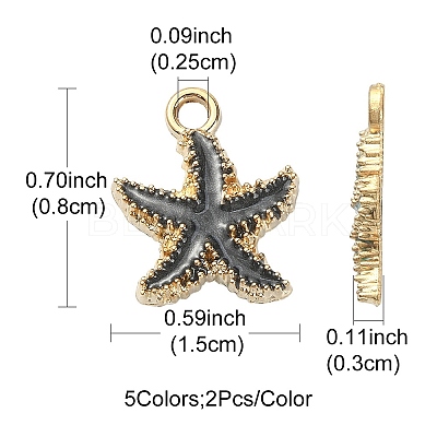 10Pcs 5 Colors Alloy Enamel Pendants ENAM-YW0002-66-1