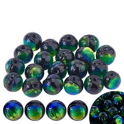 20Pcs Luminous Crackle Glass Beads GLAA-FH0001-89D-1