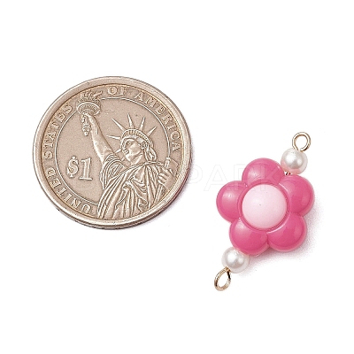 Two Tone Opaque Acrylic & Glass Pearl Flower Connector Charms PALLOY-JF03484-01-1