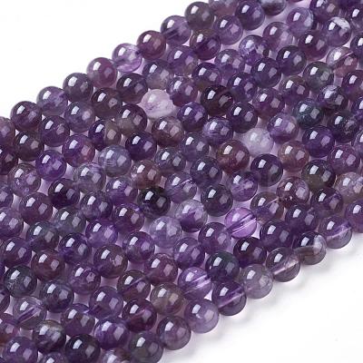 Natural Amethyst Round Bead Strands G-L170-6mm-03-1