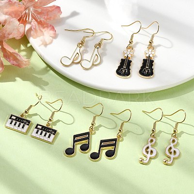 Golden Alloy Enamel Dangle Earrings for Women X-EJEW-JE05657-1