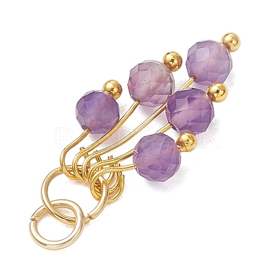 Natural Mixed Gemstome Faceted Round Beads Tassle Charms PALLOY-JF05107-1