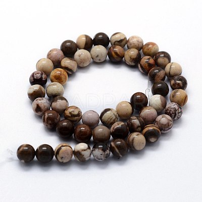 Natural Zebra Jasper Beads Strands G-I199-10-6mm-1