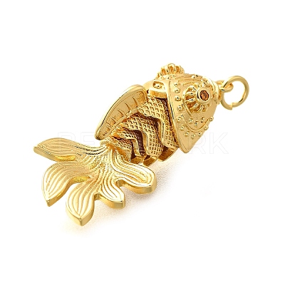 Brass Micro Pave Cubic Zirconia Pendants X-KK-R217-01G-01-1