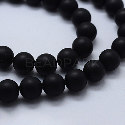 Natural Black Agate Beads Strands G-P369-04-8mm-1