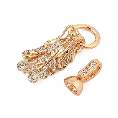 Brass Micro Pave Cubic Zirconia Fold Over Clasps KK-L223-003G-1