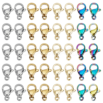 110Pcs 4 Styles 304 Stainless Steel Lobster Claw Clasps STAS-PH0006-54-1