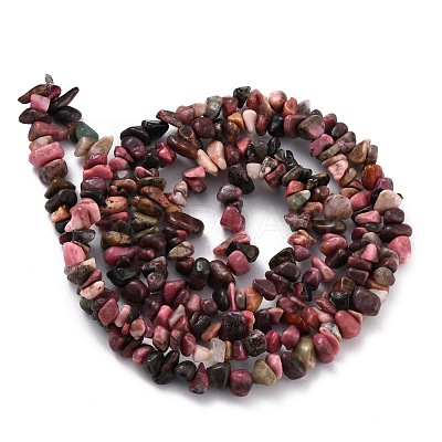 Natural Rhodonite Chip Bead Strands G-M205-24-1
