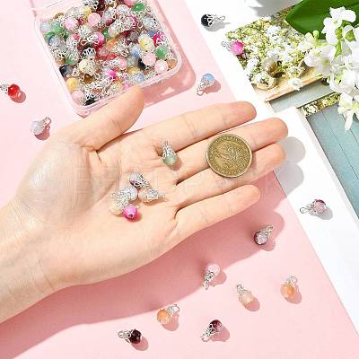 100Pcs 10 Colors Crackle Baking Paint Imitation Jade Glass Charms PALLOY-FS00056-1