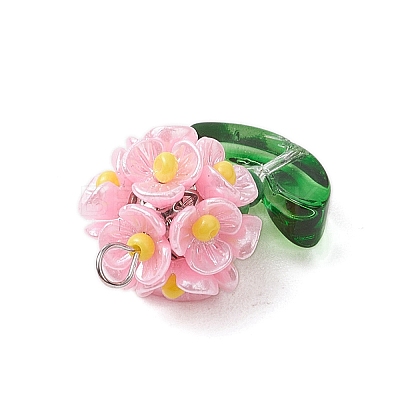 Glass Seed Beaded Flower Pendants PALLOY-MZ00521-05-1