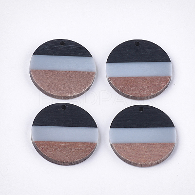 Tri-color Resin & Walnut Wood Pendants RESI-S358-78B-1