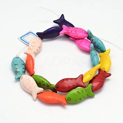 Fish Synthetic Turquoise Bead Strands G-M150-26-1
