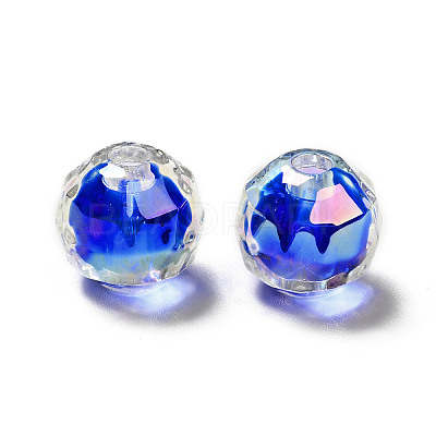 UV Plating Rainbow Iridescent Transparent Acrylic Beads OACR-A014-B02-1