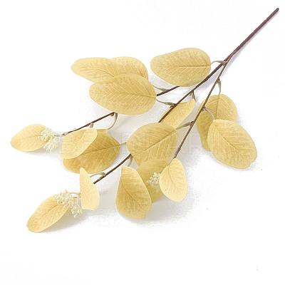 Silk Cloth & Plastic Artificial Eucalyptus Leaf PW-WG68C90-05-1