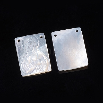 Natural White Shell Pendants SSHEL-D083-29B-1