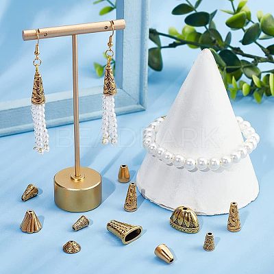 80Pcs 8 Style Tibetan Style Alloy Beads Cone & Caps FIND-NB0003-15-1