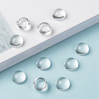 Transparent Half Round Glass Cabochons GGLA-R027-10mm-1