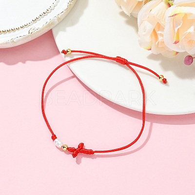 Rack Plating Brass & Natural Cultured Freshwater Pearl Beads Braided Bead Bracelets BJEW-JB13768-1