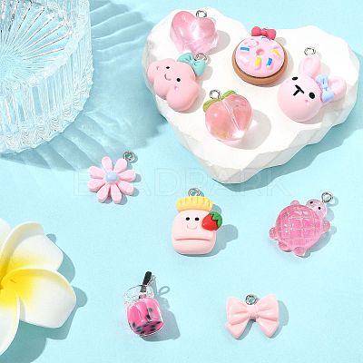 10Pcs 10 Styles Resin Pendants Sets RESI-FS0002-23-1