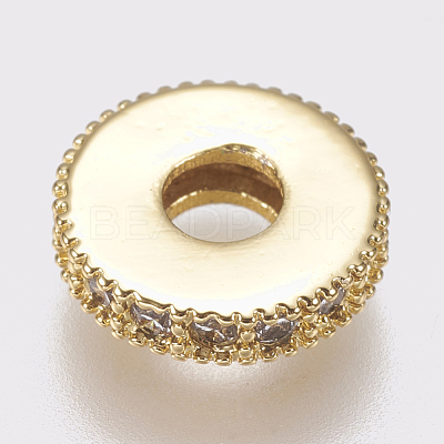 Brass Micro Pave Cubic Zirconia Bead Spacers ZIRC-K074-11B-01G-1