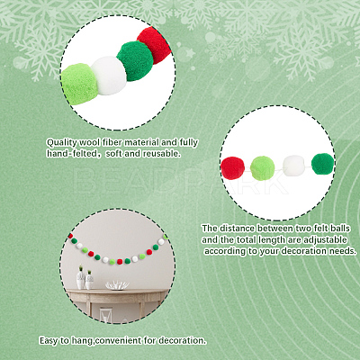 4Pcs Pom Pom Ball with Polyester Cord Hanging Banners AJEW-CP0009-76C-1