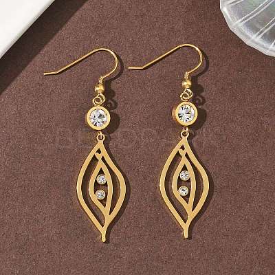 304 Stainless Steel Leaf Dangle Earrings EJEW-Z129-13G-1