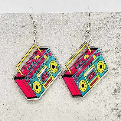 Alloy Acrylic Radio Dangle Earrings FS-WG804D6-07-1