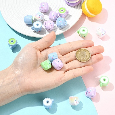 6Pcs 6 Colors Opaque Acrylic Beads SACR-YW0002-14-1