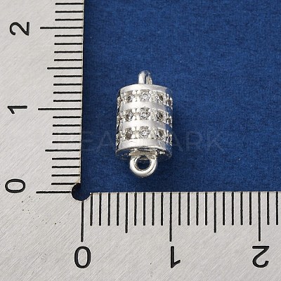 Brass Micro Pave Clear Cubic Zirconia Hollow Column Connector Charms KK-A230-05D-S-1