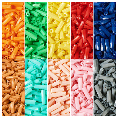 80G 10 Colors Baking Paint Glass Twist Bugle Beads SEED-TA0001-47-1