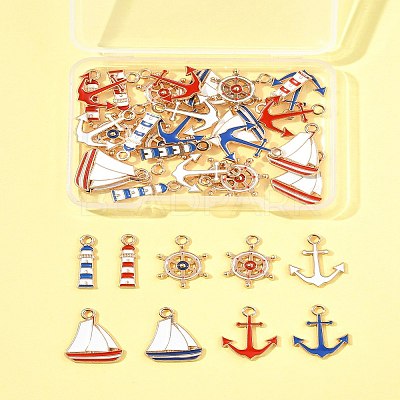 36Pcs 9 Styles Alloy Enamel Pendants ENAM-FS0002-83-1