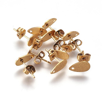 Ion Plating(IP) 304 Stainless Steel Stud Earring Findings STAS-O119-12B-G-1