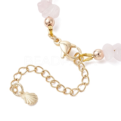Natural Rose Quartz Chip Beaded Bracelets for Women BJEW-JB12309-01-1