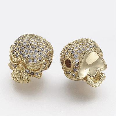 Brass Micro Pave Cubic Zirconia Beads ZIRC-F041-18-1