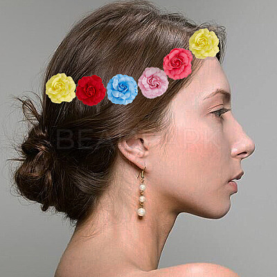 36Pcs 12 Colors Silk Rose Flower AJEW-GF0007-01-1