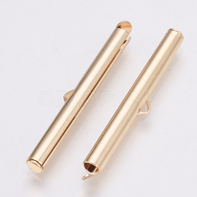Brass Slide On End Clasp Tubes X-KK-Q747-11I-KC-1